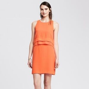 Banana Republic Sleeveless Layered Shift Dress Size 10 |‎ Bright Orange